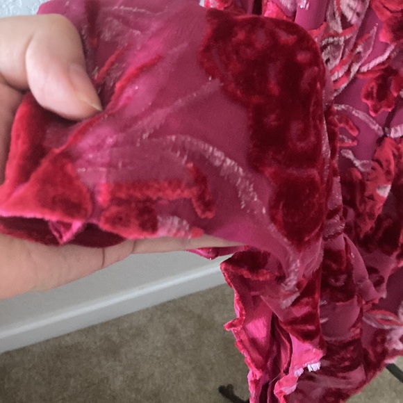 Erdem Carwen Dress 2018 Velvet Voile Jacquar Raspberry Size 6 - Picture 9 of 16